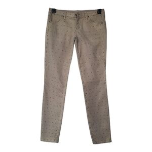 Armani Exchange Studded Light Beige Low Rise Stretch Slim Pants